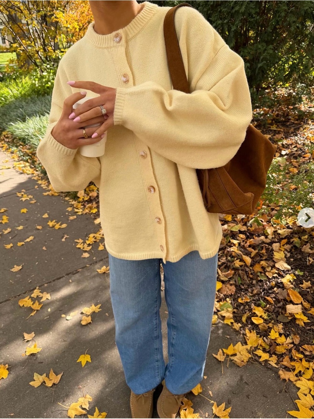 Butter yellow Button-Front Knit Sweater